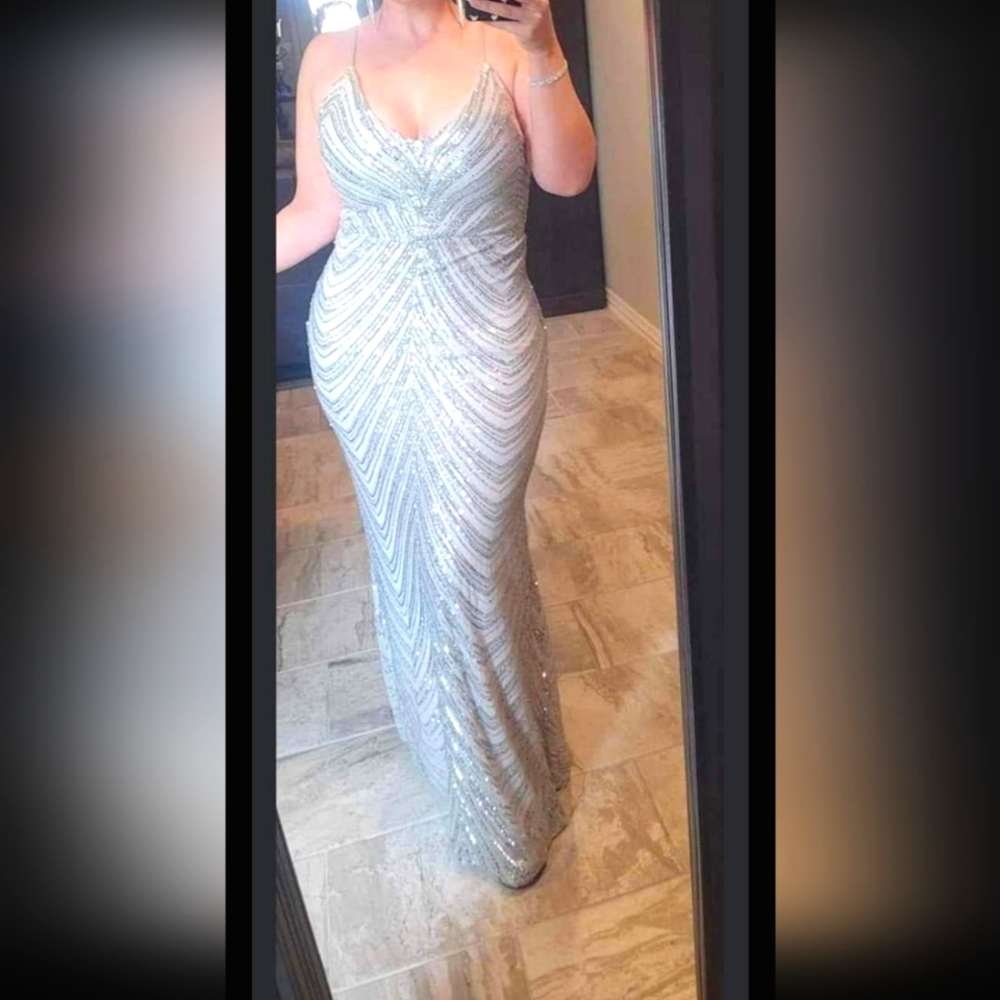 Dress silver sequin large